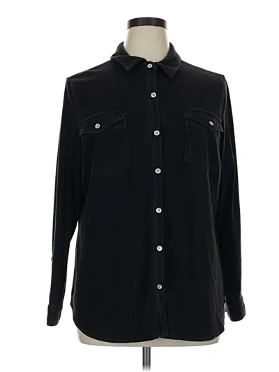 Pre-owned Susan Graver Long Sleeve Button Down Shirt In Black