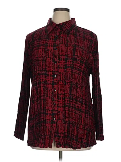 Pre-owned Susan Graver Long Sleeve Button Down Shirt In Burgundy