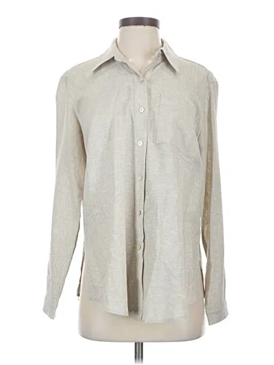 Pre-owned Susan Graver Long Sleeve Button Down Shirt In Gray