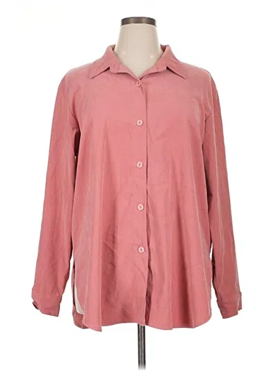 Pre-owned Susan Graver Long Sleeve Button Down Shirt In Pink