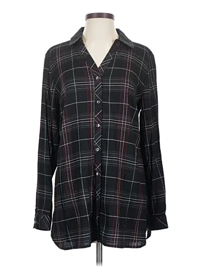 Pre-owned Susan Graver Long Sleeve Polo Shirt In Black