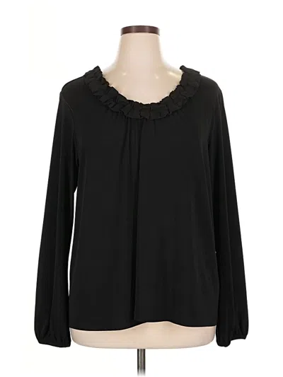 Pre-owned Susan Graver Long Sleeve T-shirt In Black