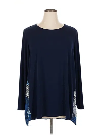 Pre-owned Susan Graver Long Sleeve T-shirt In Blue