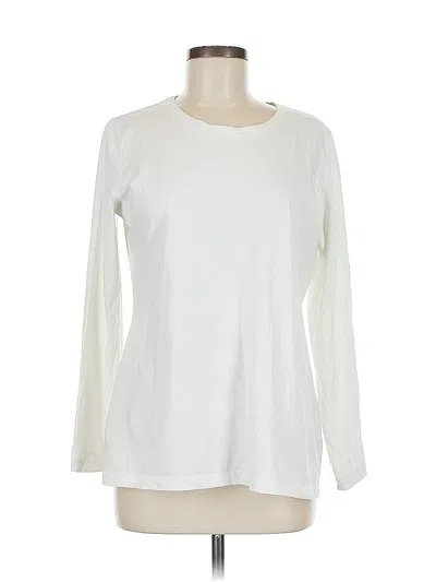 Pre-owned Susan Graver Long Sleeve T-shirt In White