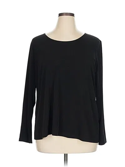 Pre-owned Susan Graver Long Sleeve Top Black Boatneck Tops