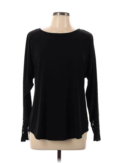 Pre-owned Susan Graver Long Sleeve Top Black Boatneck Tops