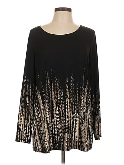 Pre-owned Susan Graver Long Sleeve Top Black Boatneck Tops