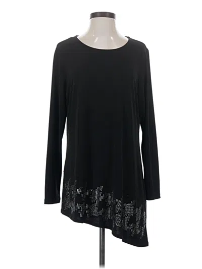 Pre-owned Susan Graver Long Sleeve Top Black Boatneck Tops