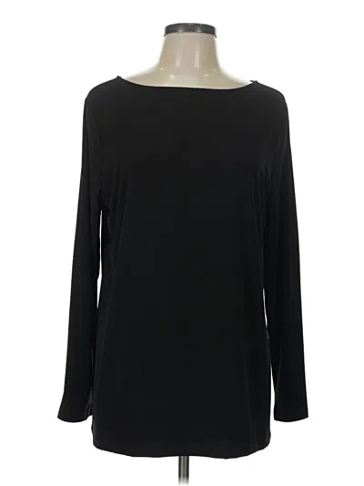 Pre-owned Susan Graver Long Sleeve Top Black Boatneck Tops