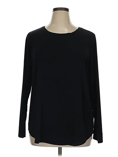 Pre-owned Susan Graver Long Sleeve Top Black Crew Neck Tops