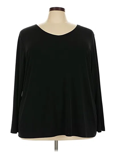 Pre-owned Susan Graver Long Sleeve Top Black Scoop Neck Tops