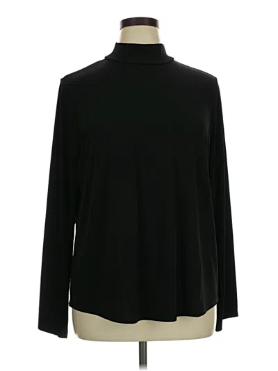 Pre-owned Susan Graver Long Sleeve Top Black Turtleneck Tops