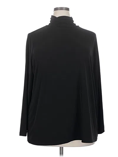 Pre-owned Susan Graver Long Sleeve Top Black Turtleneck Tops