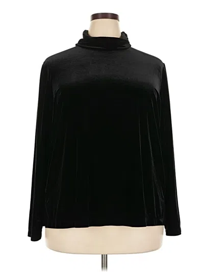 Pre-owned Susan Graver Long Sleeve Top Black Turtleneck Tops