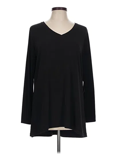 Pre-owned Susan Graver Long Sleeve Top Black V-neck Tops