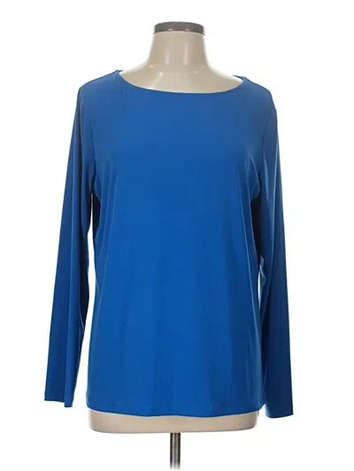 Pre-owned Susan Graver Long Sleeve Top Blue Boatneck Tops