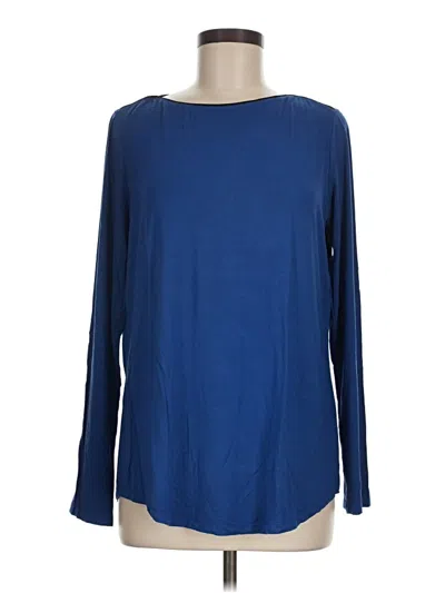 Pre-owned Susan Graver Long Sleeve Top Blue Boatneck Tops