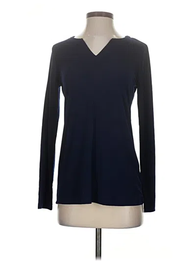 Pre-owned Susan Graver Long Sleeve Top Blue V-neck Tops