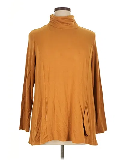 Pre-owned Susan Graver Long Sleeve Top Gold Turtleneck Tops