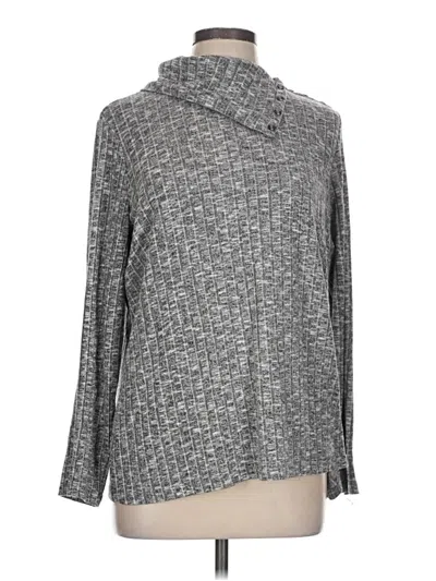 Pre-owned Susan Graver Long Sleeve Top Gray Cowl Neck Tops