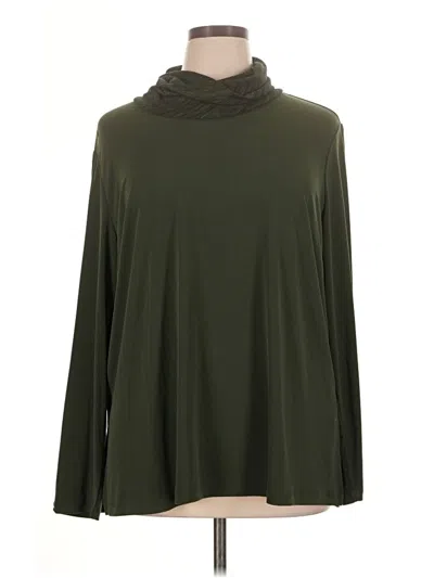 Pre-owned Susan Graver Long Sleeve Top Green Cowl Neck Tops
