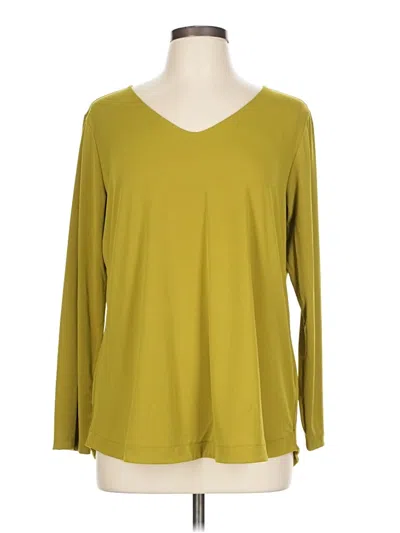 Pre-owned Susan Graver Long Sleeve Top Green V-neck Tops