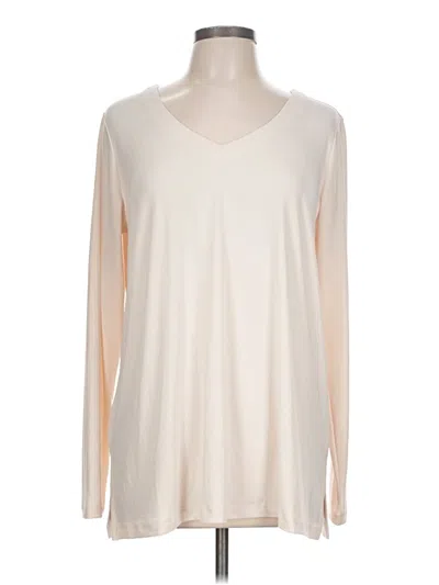 Pre-owned Susan Graver Long Sleeve Top Ivory V-neck Tops