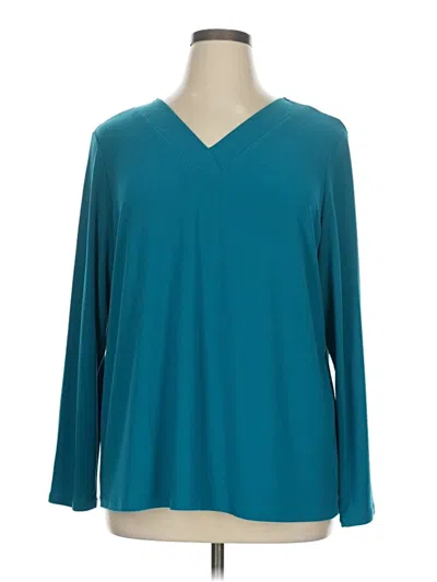 Pre-owned Susan Graver Long Sleeve Top Teal V-neck Tops