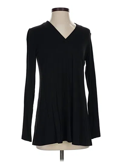 Pre-owned Susan Graver Long Sleeve T-shirt In Black