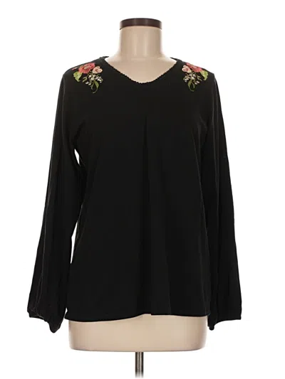 Pre-owned Susan Graver Long Sleeve T-shirt In Black