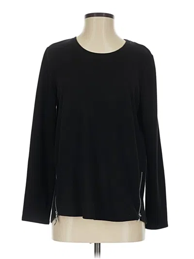 Pre-owned Susan Graver Long Sleeve T-shirt In Black