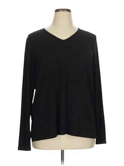 Pre-owned Susan Graver Long Sleeve T-shirt In Black