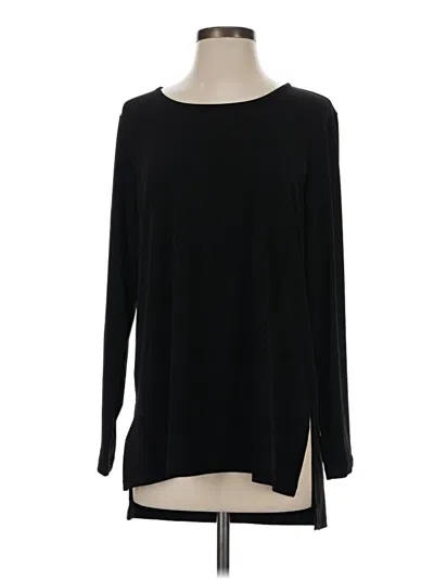 Pre-owned Susan Graver Long Sleeve T-shirt In Black