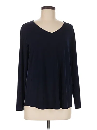 Pre-owned Susan Graver Long Sleeve T-shirt In Blue
