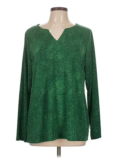 Pre-owned Susan Graver Long Sleeve T-shirt In Green