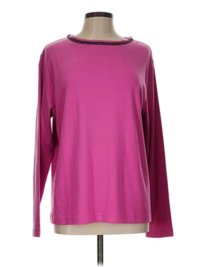 Pre-owned Susan Graver Long Sleeve T-shirt In Purple