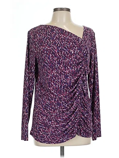 Pre-owned Susan Graver Long Sleeve T-shirt In Purple