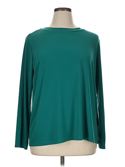 Pre-owned Susan Graver Long Sleeve T-shirt In Teal