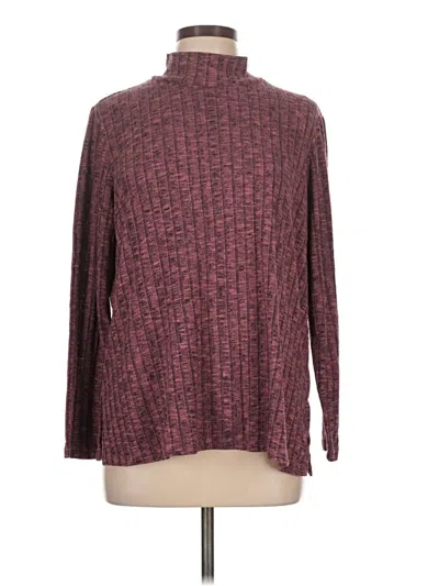 Pre-owned Susan Graver Long Sleeve Turtleneck In Burgundy