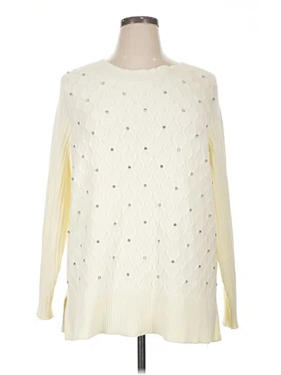 Pre-owned Susan Graver Pullover Sweater In White