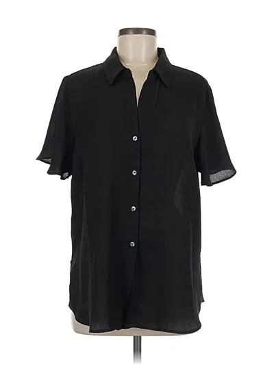 Pre-owned Susan Graver Short Sleeve Blouse In Black