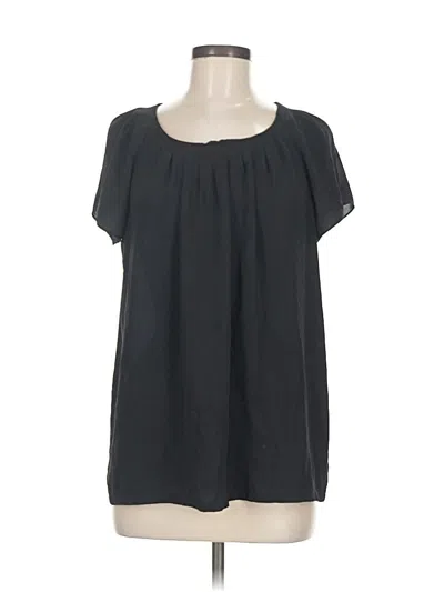 Pre-owned Susan Graver Short Sleeve Blouse In Black