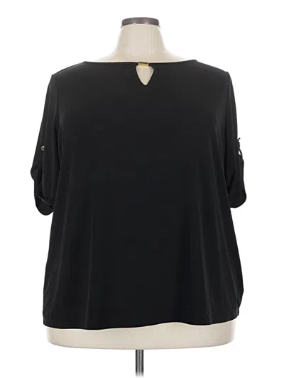 Pre-owned Susan Graver Short Sleeve Blouse In Black