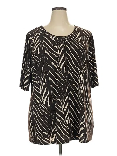 Pre-owned Susan Graver Short Sleeve Blouse In Black