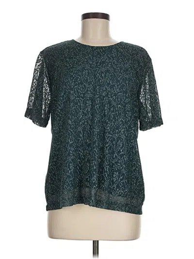 Pre-owned Susan Graver Short Sleeve Blouse In Blue