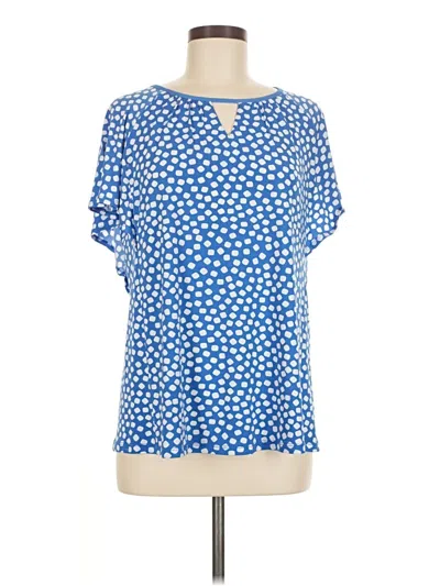Pre-owned Susan Graver Short Sleeve Blouse In Blue