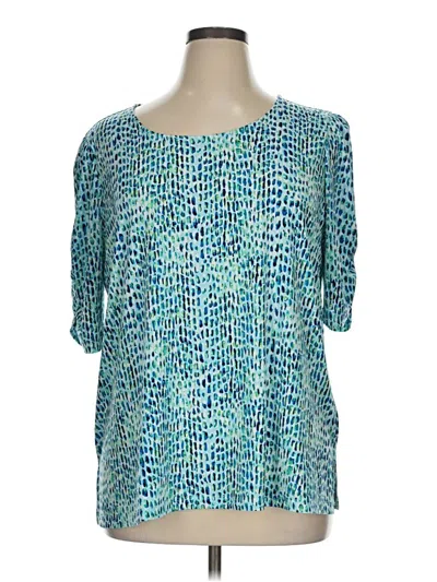 Pre-owned Susan Graver Short Sleeve Blouse In Blue