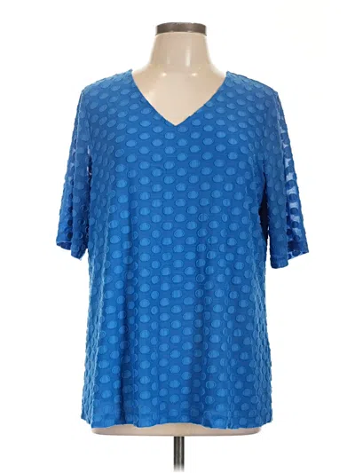 Pre-owned Susan Graver Short Sleeve Blouse In Blue
