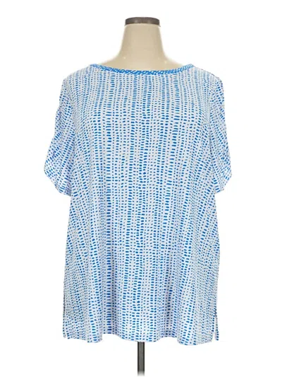 Pre-owned Susan Graver Short Sleeve Blouse In Blue