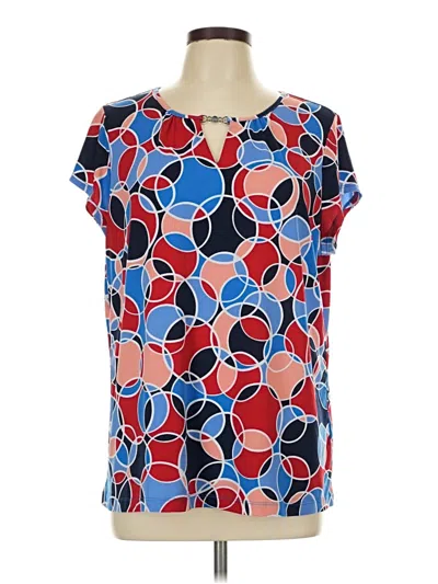 Pre-owned Susan Graver Short Sleeve Blouse In Blue